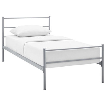 Modway Alina Powder Coated Sturdy Steel Twin Platform Bed Frame in Gray