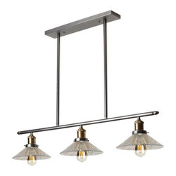 Dainolite - Dainolite 3 Light 34" Ceiling Mount Pendant in Vintage Steel, 405-345HP-VS - Pendant Lighting
