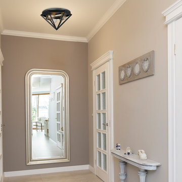 Merton 3-Light Semi-Flush Mount Ceiling Light, Dark Bronze, Brass Socket