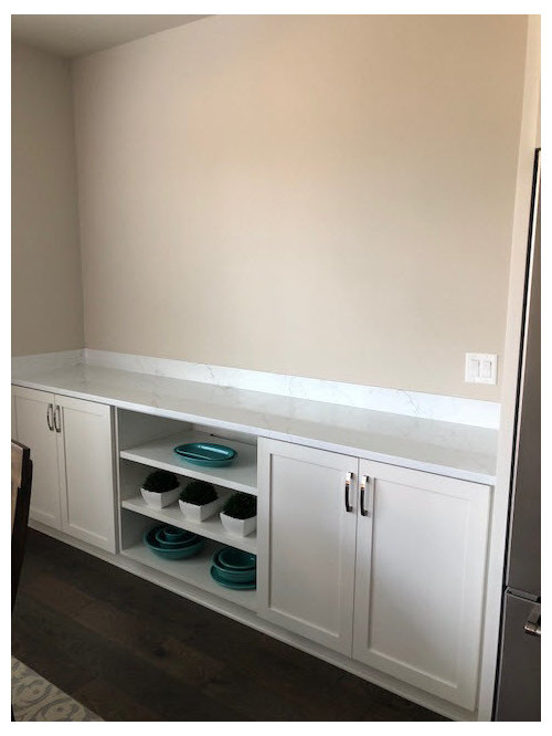 Wall Space Above Built In Buffet, Buffet With Open Shelves Above