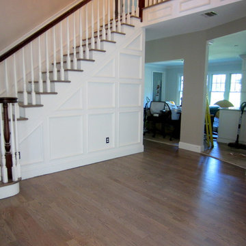 NISSEQUOGUE: 2 1/4" RED OAK W/ CUSTOM GREY BLEND STAIN + BONA TRAFFIC HD SATIN