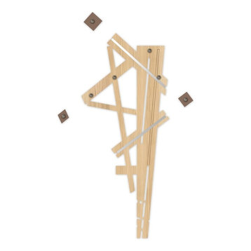 Geometric Wall-Mounted Natural Wood Coat Stand, Brown
