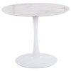 Pebble Mod Table, White Metal, White Marble Veneer