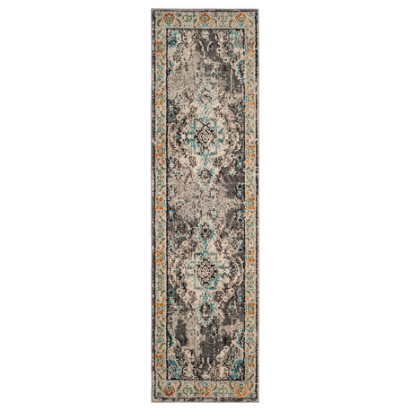 Safavieh Monaco Collection MNC243 Rug, Grey/Light Blue, 2'2"x10'