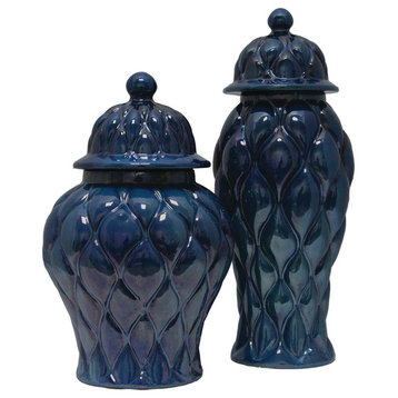 Sapphire Decorative Jars, 2-Piece Set