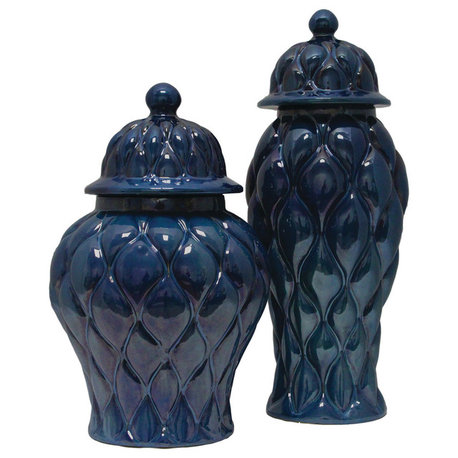 Sapphire Decorative Jars, 2-Piece Set