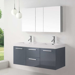 54 inch Double Sink Grey Bathroom Vanity - Bathroom Vanities And Sink Consoles