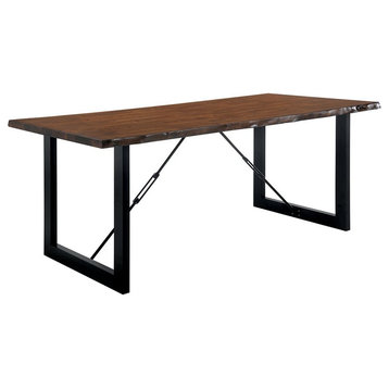 Furniture of America Elsbeth Industrial Wood Extendable Dining Table in Walnut