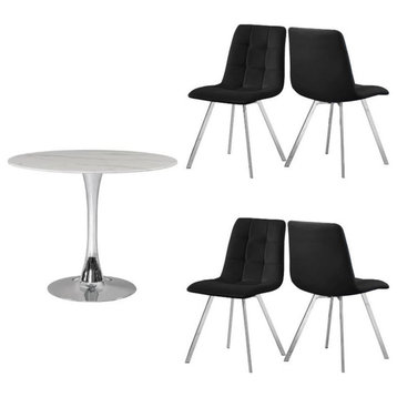 Home Square 5-Piece Set with Tulip 36" Dining Table & 4 Dining Chairs