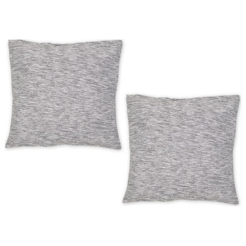 Teal And Off-White Tonal Recycled Cotton Pillow 18x18 Set of 2