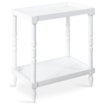 Bellport Wood Side Table with Shelf, White, 22x14x26