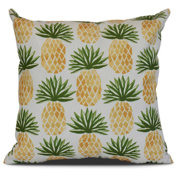 18x18", Pineapple Stripes, Geometric Print Outdoor Pillow, Green