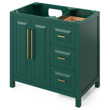Cade Contemporary Forest Green 36" Left Offset Single Bowl Vanity