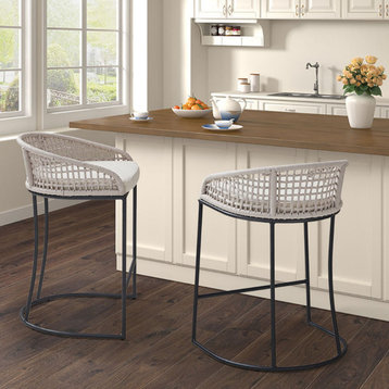 Madison Park Rope Woven Low-Back Counter Stool