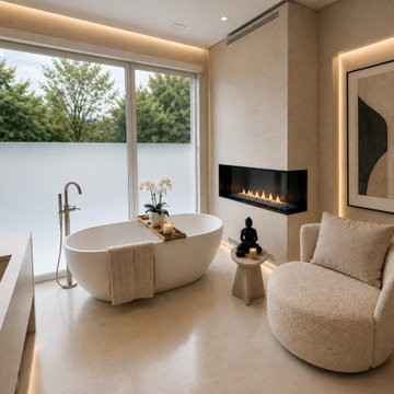 Luxury Primary Bathroom with Freestanding Tub & Custom Double Vanity