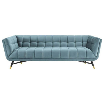 Regard Upholstered Velvet Sofa, Sea Blue