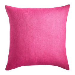 EUROPEAN FLAX LINEN PILLOW COVER &ndash; RASPBERRY SQUARE - Decorative Pillows