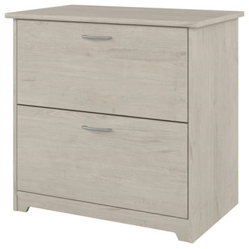 Filing Cabinet, Wooden Frame With Pull Handles and 2 Drawers, Linen White Oak