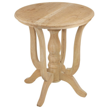 Benzara BM285112 Round Side Table, Turned Legs, Classical, Wood Grain, Brown