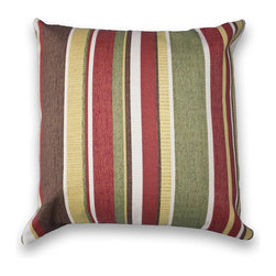 Tuscan Stripe Outdoor 2-Piece 18" Square Throw Pillow Set - Outdoor Cushions And Pillows