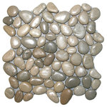 CNK Tile - Glazed Bali Cloud Pebble Tile - Each pebble is carefully selected and hand-sorted according to color, size and shape in order to ensure the highest quality pebble tile available. The stones are attached to a sturdy mesh backing using non-toxic, environmentally safe glue. Because of the unique pattern in which our tile is created they fit together seamlessly when installed so you can't tell where one tile ends and the next begins!