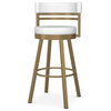 Round Swivel Counter Bar Stool - Canadian Made, Sun Gold Frame - Blizzard White