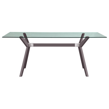 Mid-Century Modern Glass Dining Table, Gray
