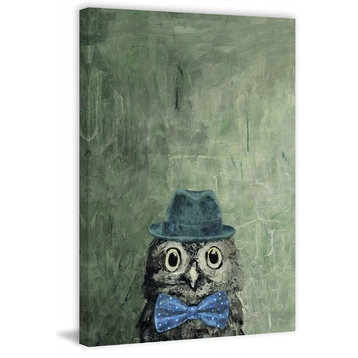 "Mister Owly" Painting Print on Wrapped Canvas, 16"x24"