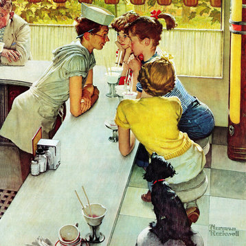 "Soda Jerk" Painting Print on Canvas by Norman Rockwell