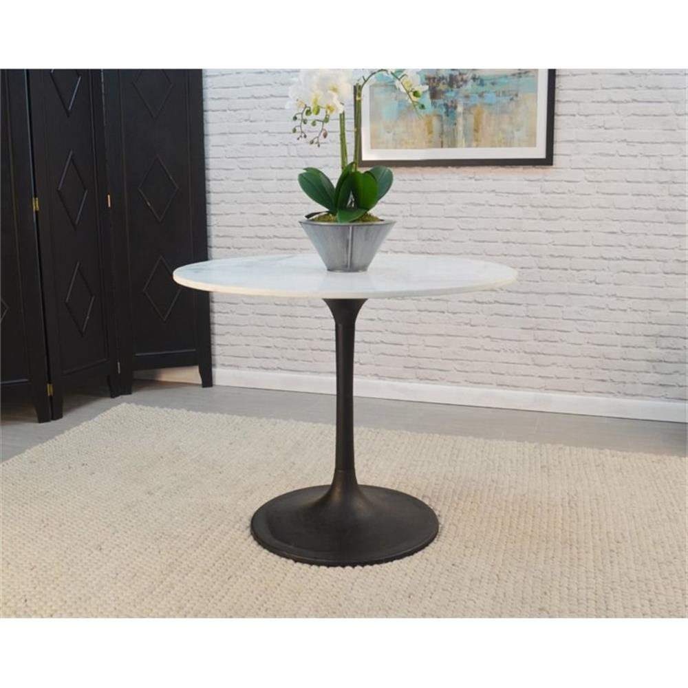 Carolina Classics Enzo 40" Round Marble Top Dining Table White Top ...