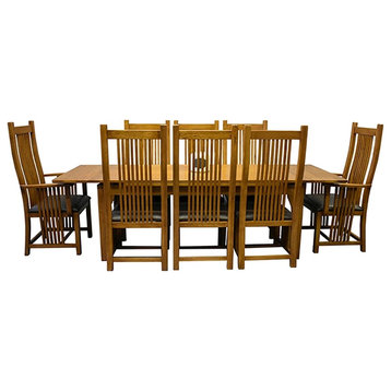 Crafters and Weavers Arts and Crafts Solid Wood Dining Set in Cherry