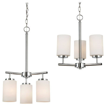 Contemporary Three Light Chandelier-Chrome Finish-Incandescent Lamping Type