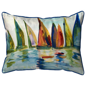 Betsy Drake Multi Color Sails Extra Large Zippered Indoor/Outdoor Pillow 20x24