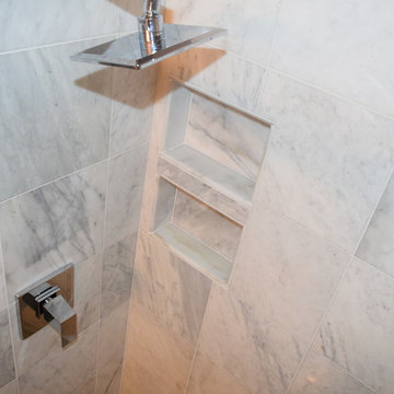 Traditional white Marble bath with Shadow Storm Granite!