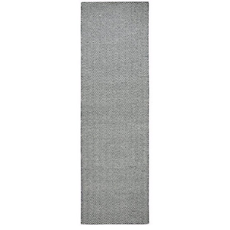 Twist 2'6" x 8' Chevron Black Off White Hand Woven Area Rug