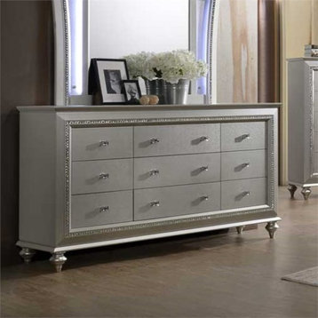 ACME Kaitlyn Rectangular Wood 9-Drawer Dresser with in Champagne White