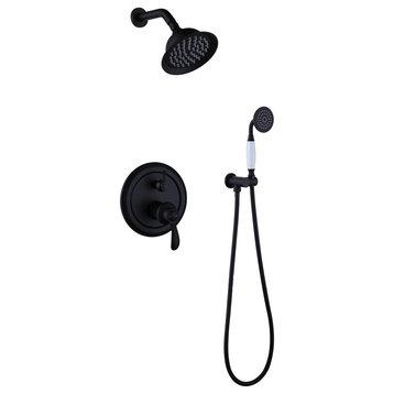 Wall Mounted Pressure Balance Shower System-Includes Rough-in Valve, Matte Black