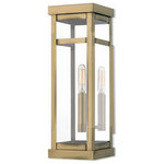 Livex Lighting - Livex Lighting 20703-01 Hopewell - 15" One Light Outdoor Wall Lantern - The design of the Hopewell outdoor wall lantern giHopewell 15" One Lig Antique Brass Clear  *UL Approved: YES Energy Star Qualified: n/a ADA Certified: n/a  *Number of Lights: Lamp: 1-*Wattage:60w Candelabra Base bulb(s) *Bulb Included:No *Bulb Type:Candelabra Base *Finish Type:Antique Brass