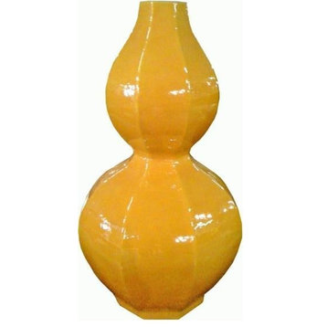 Vase Gourd Hexagonal Imperial Yellow Colors May Vary Variable Ceramic