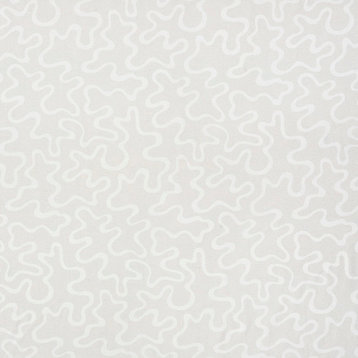 Ivory Abstract squiggly Pattern Upholstery Fabric By The Yard