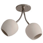 Lightexture - Claylight Double Spot - Two egg shaped solid white ceramic lamp shades that have spot bulbs in them, each connected with a flexible arm that allows aiming in all directions.