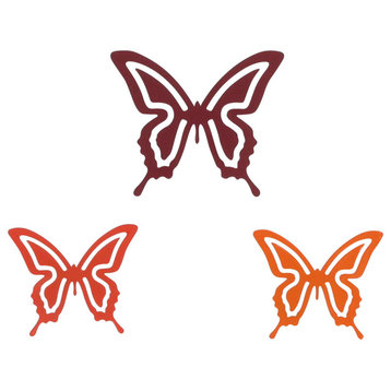 3-Piece Metal Butterfly With Magnet Luzia Orange