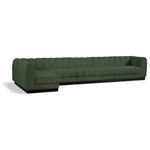 Meridian Furniture - Quinn Chenille Upholstered 6-Piece L-Shaped Modular Sectional, Green - The Quinn Modular Sectional is a stunning piece crafted in a rich and luxurious green chenille fabric. Its awe-inspiring design and exceptional quality make it a perfect addition to any space, whether it's a living room, bedroom, or office. The sectional's plush cushioning and sturdy frame provide both comfort and durability, ensuring that it will be a favorite for years to come. Whether you're looking for a statement piece or simply a comfortable seating option, the Quinn sectional is an excellent choice.
