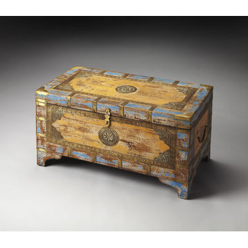Nador Painted Brass Inlay Storage Trunk - Assorted