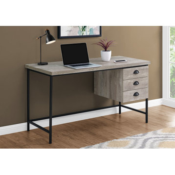 Computer Desk, Home Office, Laptop, Storage Drawers, 55"L, Work, Metal, Beige