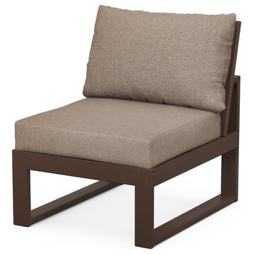 Modular Armless Chair, Mahogany/Spiced Burlap