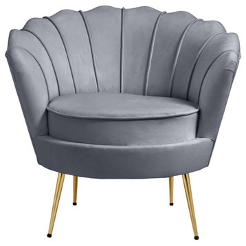 Gardenia  Velvet Upholstered Chair, Gray