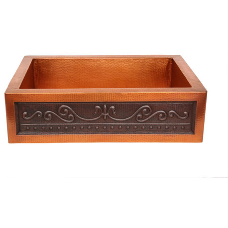 33" Single Well Copper Farmhouse Kitchen Sink - Santa Clara Otro by SoLuna