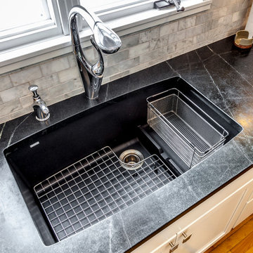 White Shaker Kitchen with soapstone countertops