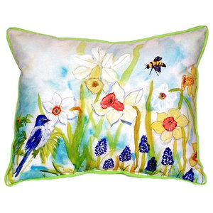 Designart CU7441-18-18 Blue and Purple Paint Stain Abstract Watercolor Throw Pillow 18 x 18